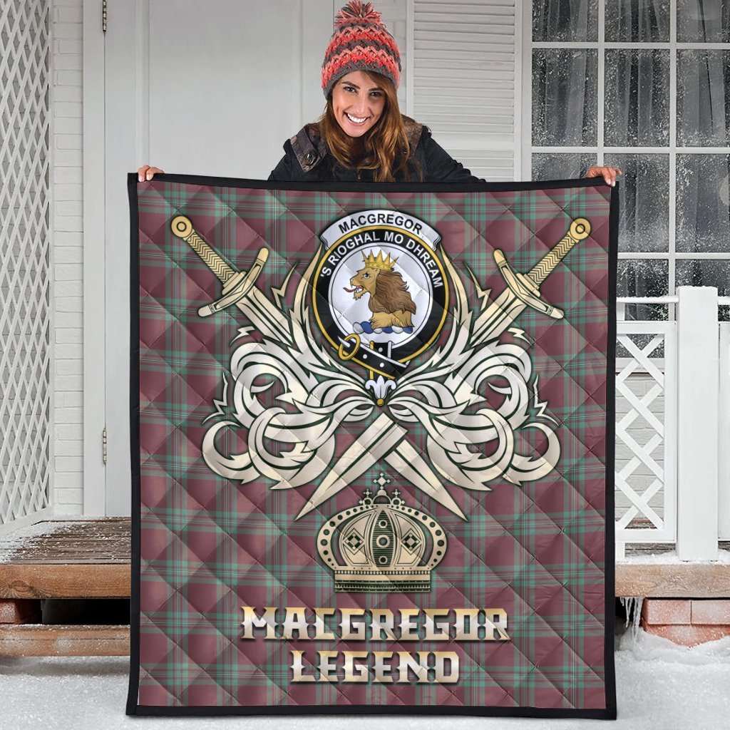 MacGregor Hunting Ancient Tartan Crest Legend Gold Royal Premium Quilt