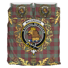 MacGregor Hunting Ancient Tartan Crest Bedding Set - Golden Thistle Style