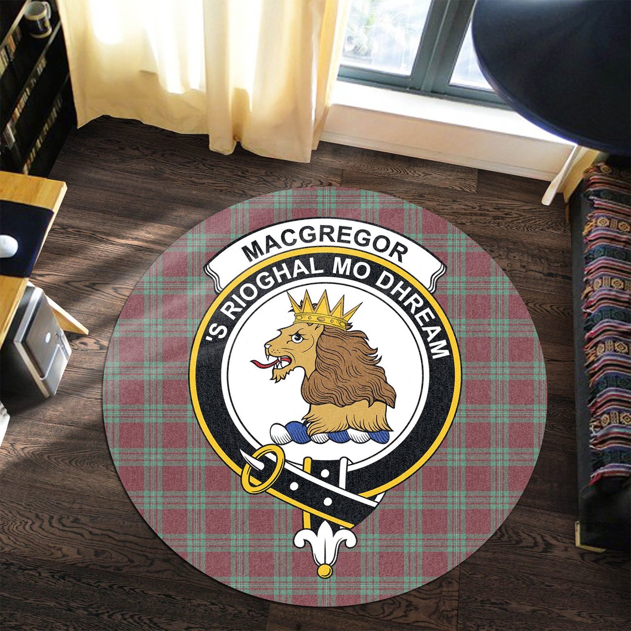 MacGregor Hunting Ancient Tartan Crest Round Rug