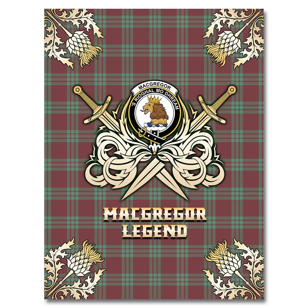 MacGregor Hunting Ancient Tartan Gold Courage Symbol Blanket