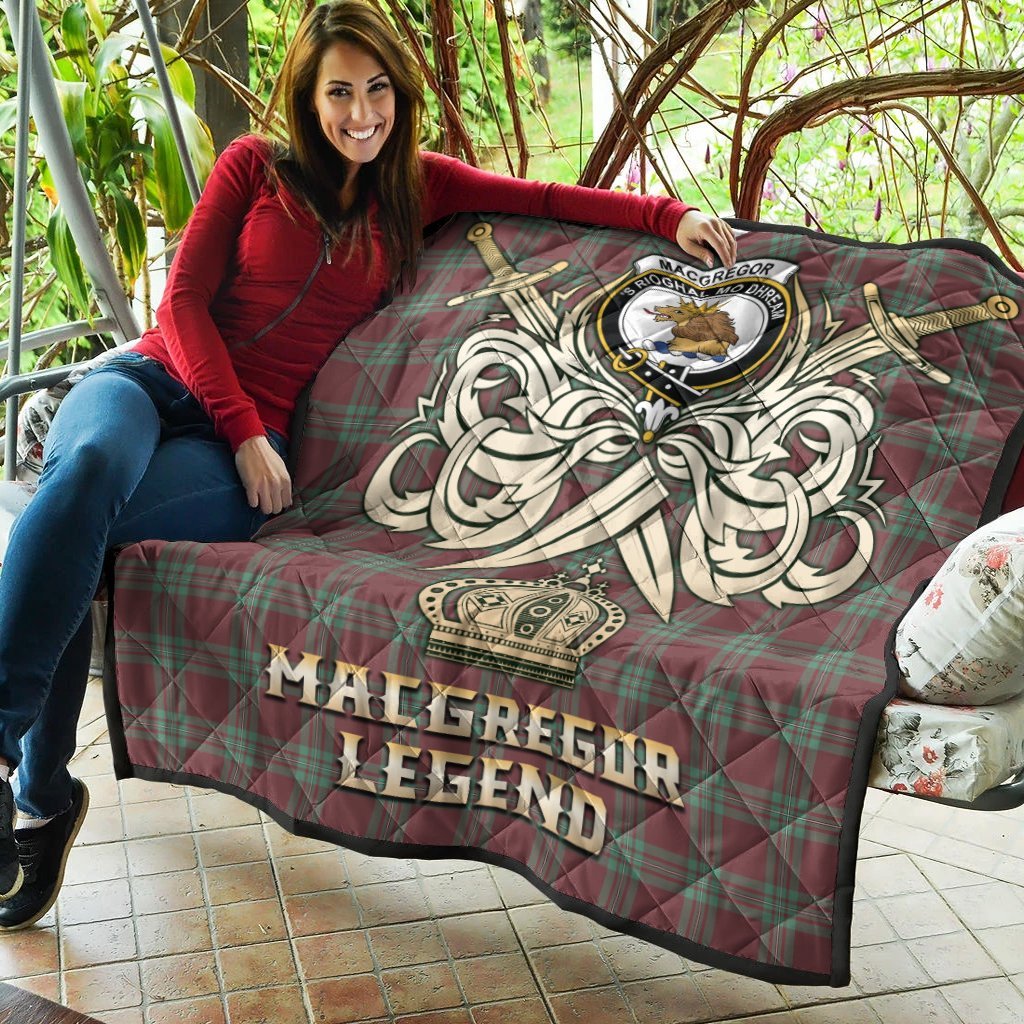 MacGregor Hunting Ancient Tartan Crest Legend Gold Royal Premium Quilt