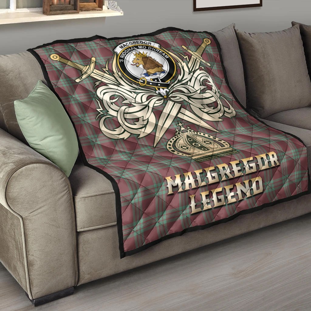 MacGregor Hunting Ancient Tartan Crest Legend Gold Royal Premium Quilt