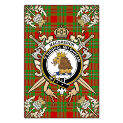 MacGregor Modern Tartan Crest Black Garden Flag - Gold Thistle Style
