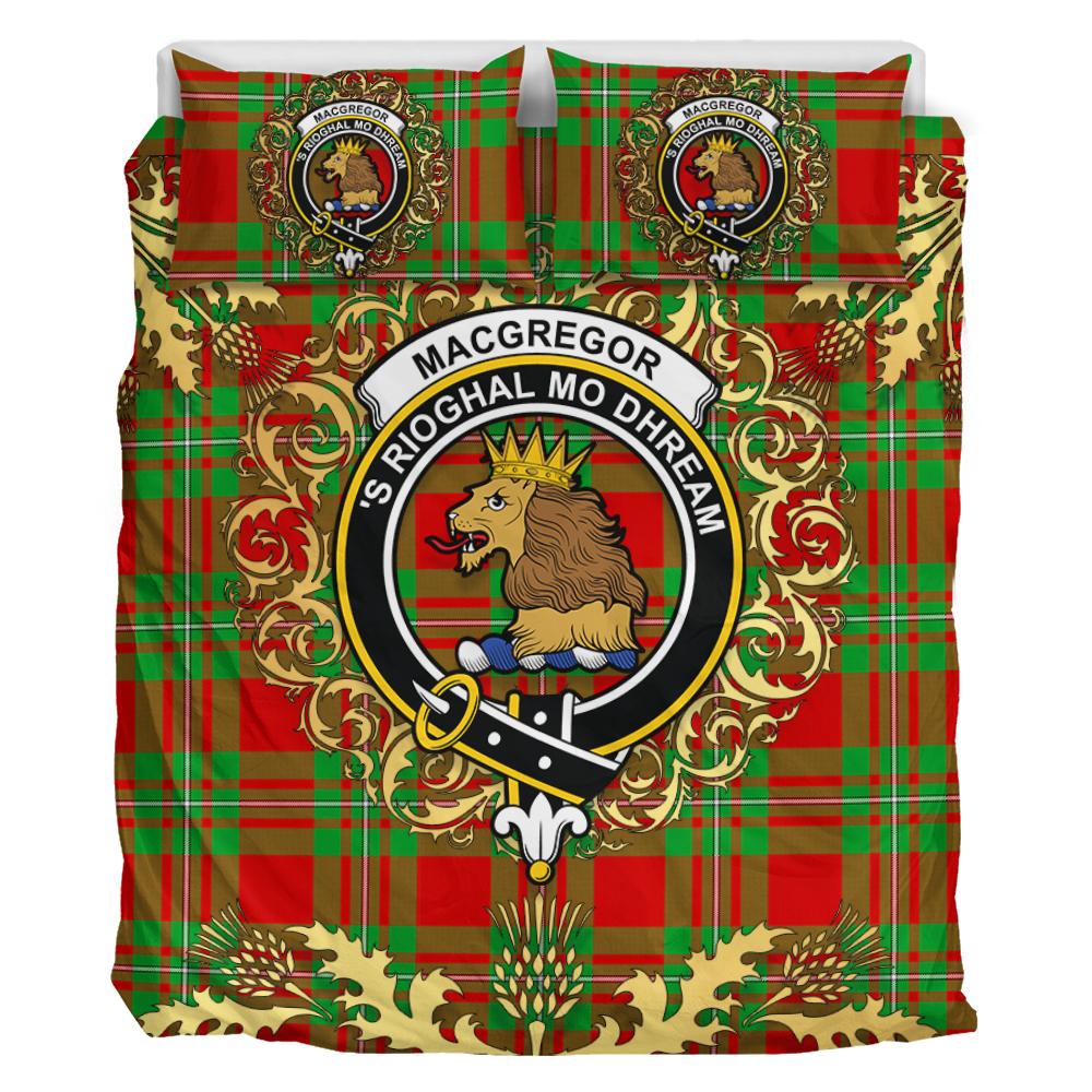 MacGregor Modern Tartan Crest Bedding Set - Golden Thistle Style