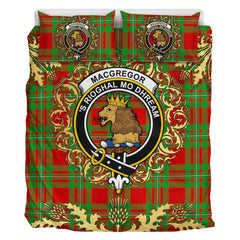MacGregor Modern Tartan Crest Bedding Set - Golden Thistle Style