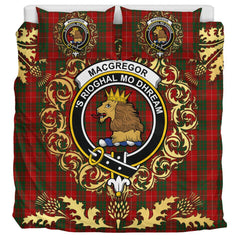 MacGregor of Balquhidder Tartan Crest Bedding Set - Golden Thistle Style