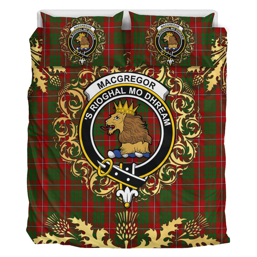 MacGregor of Balquidder Tartan Crest Bedding Set - Golden Thistle Style