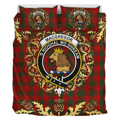 MacGregor of Glenstrae Tartan Crest Bedding Set - Golden Thistle Style
