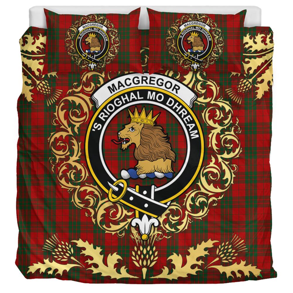 MacGregor of Glenstrae Tartan Crest Bedding Set - Golden Thistle Style