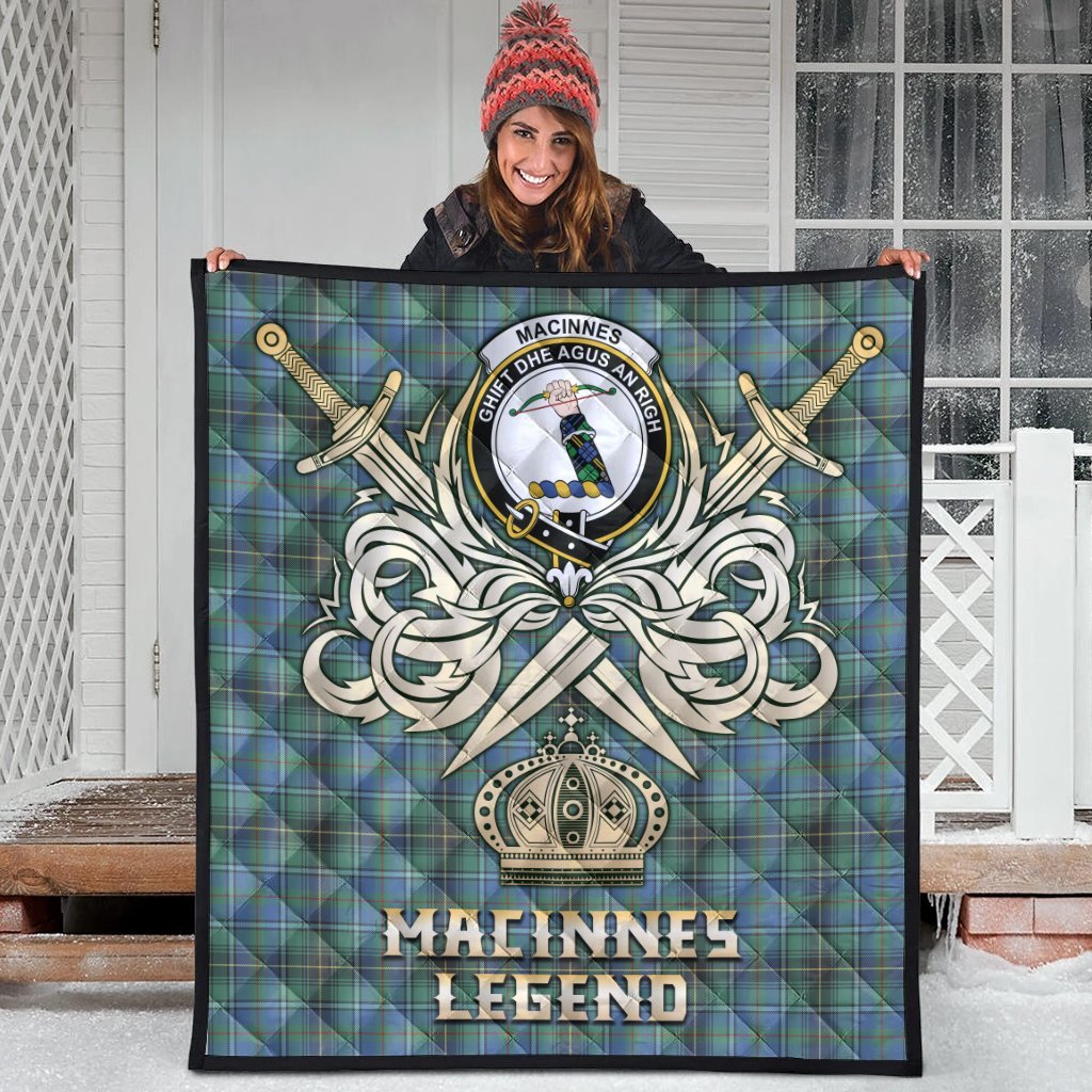 MacInnes Ancient Tartan Crest Legend Gold Royal Premium Quilt