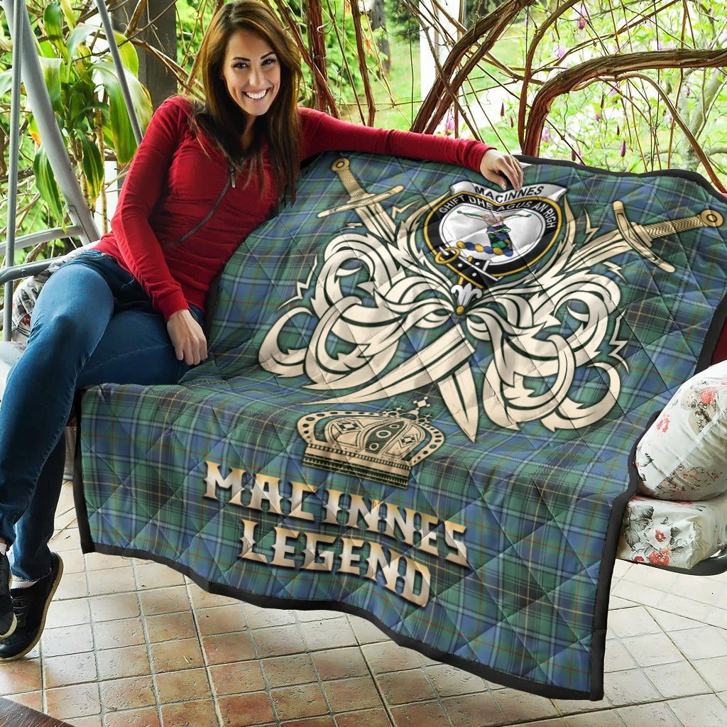 MacInnes Ancient Tartan Crest Legend Gold Royal Premium Quilt