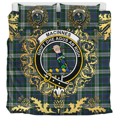 MacInnes Dress Tartan Crest Bedding Set - Golden Thistle Style