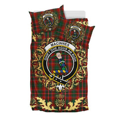 MacInnes Hastie Tartan Crest Bedding Set - Golden Thistle Style
