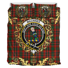 MacInnes Hastie Tartan Crest Bedding Set - Golden Thistle Style