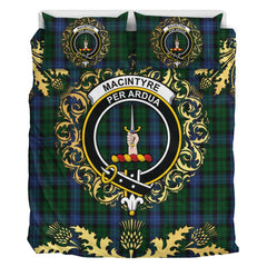 MacIntyre 01 Tartan Crest Bedding Set - Golden Thistle Style