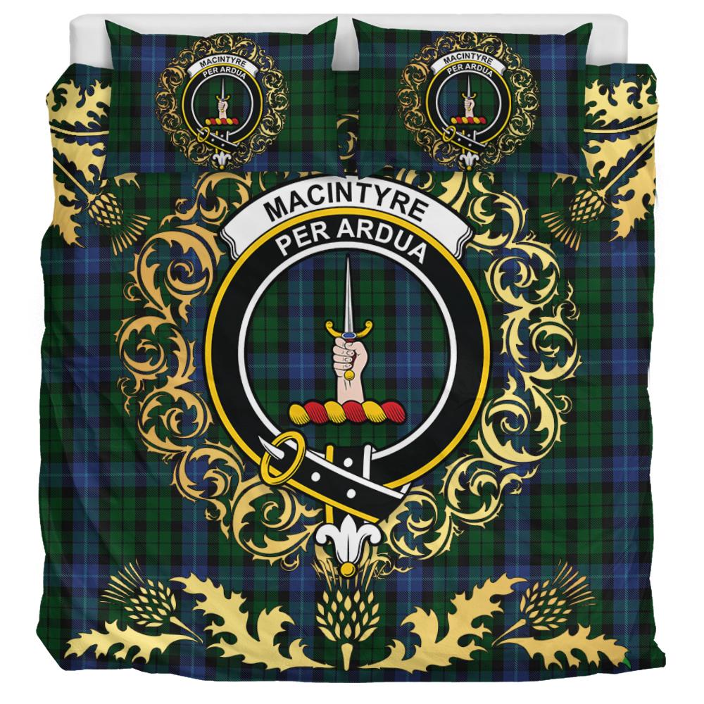 MacIntyre 01 Tartan Crest Bedding Set - Golden Thistle Style