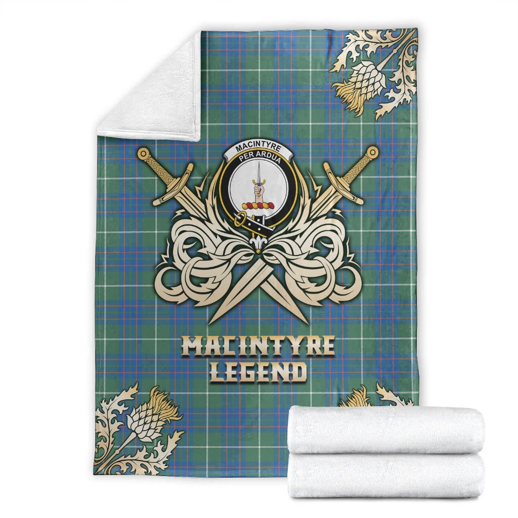 MacIntyre Hunting Ancient Tartan Gold Courage Symbol Blanket
