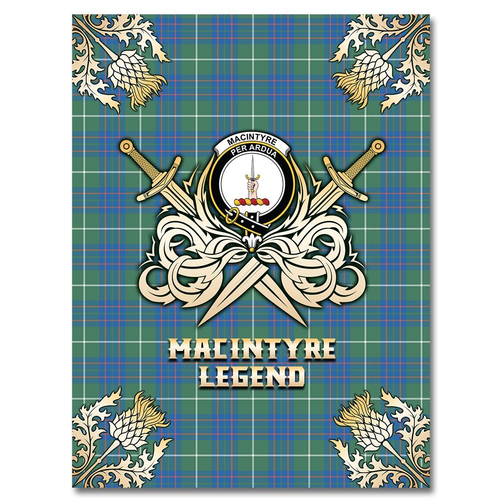 MacIntyre Hunting Ancient Tartan Gold Courage Symbol Blanket