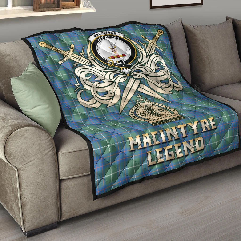 MacIntyre Hunting Ancient Tartan Crest Legend Gold Royal Premium Quilt