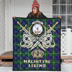 MacIntyre Hunting Modern Tartan Crest Legend Gold Royal Premium Quilt
