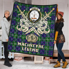 MacIntyre Hunting Modern Tartan Crest Legend Gold Royal Premium Quilt