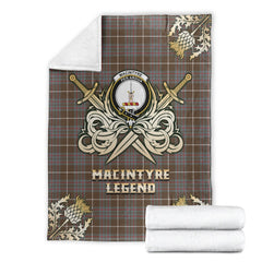 MacIntyre Hunting Weathered Tartan Gold Courage Symbol Blanket