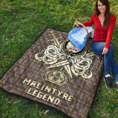 MacIntyre Hunting Weathered Tartan Crest Legend Gold Royal Premium Quilt