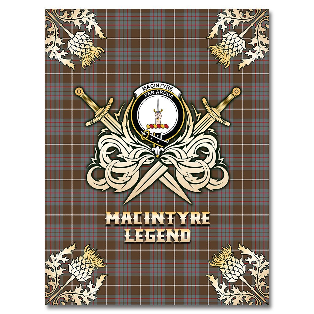MacIntyre Hunting Weathered Tartan Gold Courage Symbol Blanket