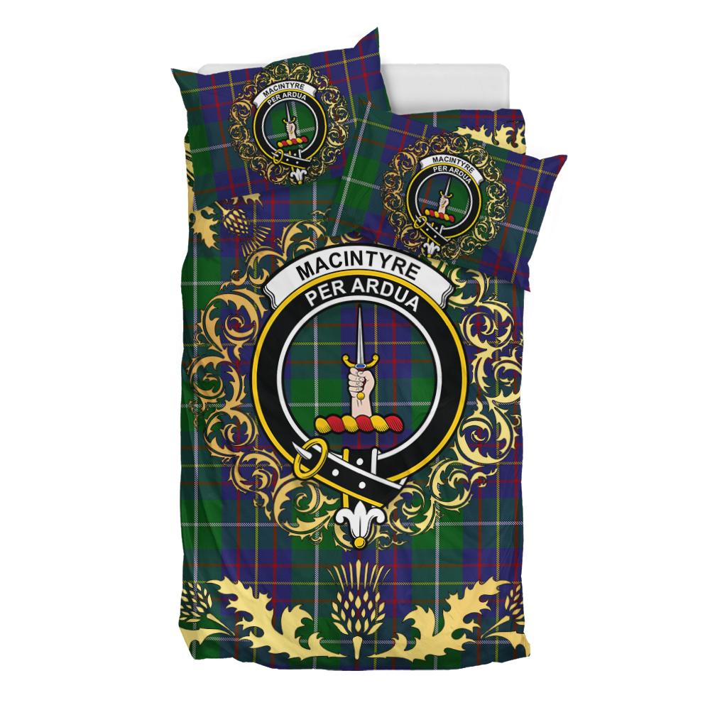 MacIntyre Inglis Tartan Crest Bedding Set - Golden Thistle Style