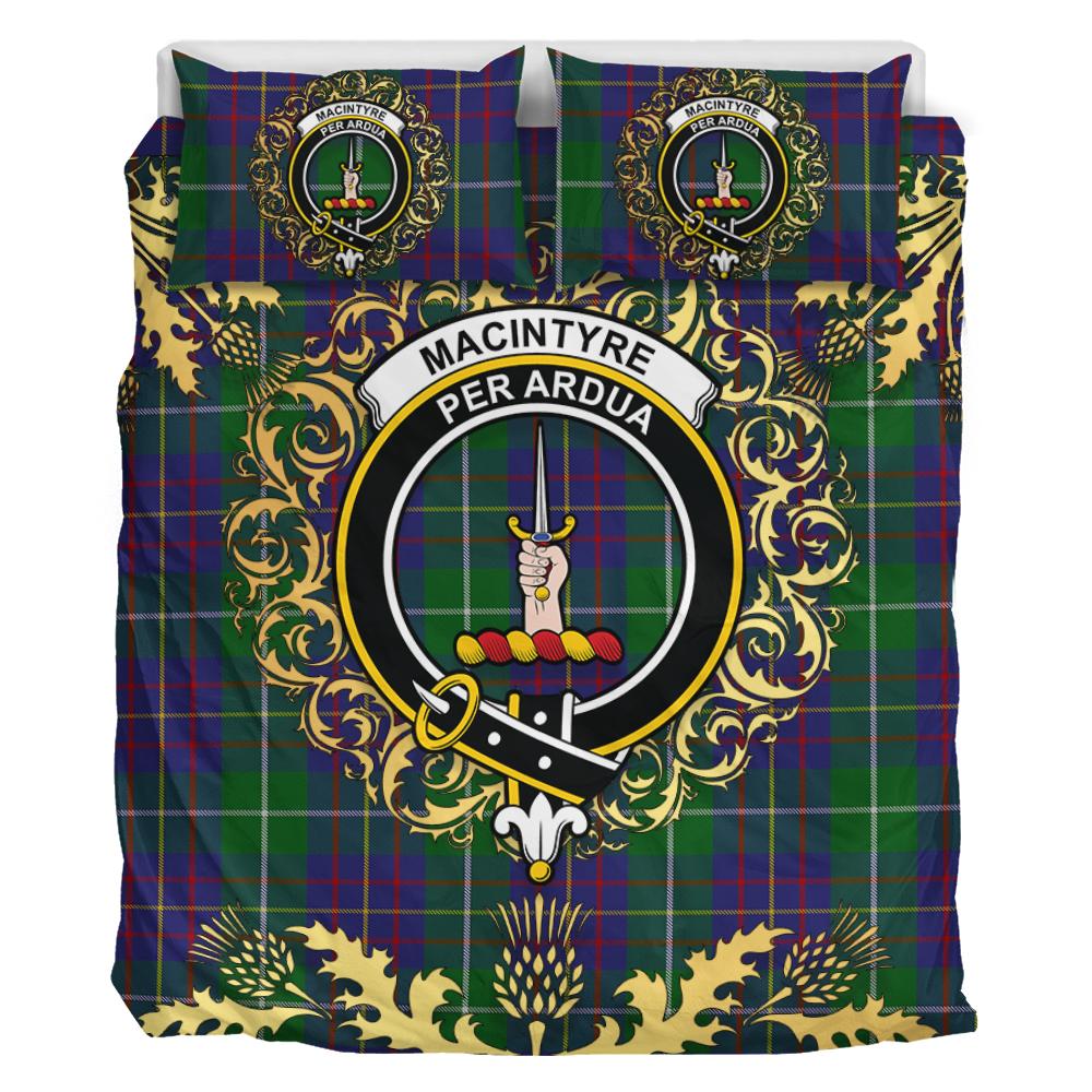 MacIntyre Inglis Tartan Crest Bedding Set - Golden Thistle Style