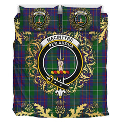 MacIntyre Inglis Tartan Crest Bedding Set - Golden Thistle Style