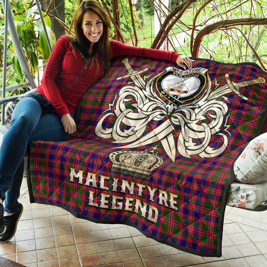 MacIntyre Modern Tartan Crest Legend Gold Royal Premium Quilt