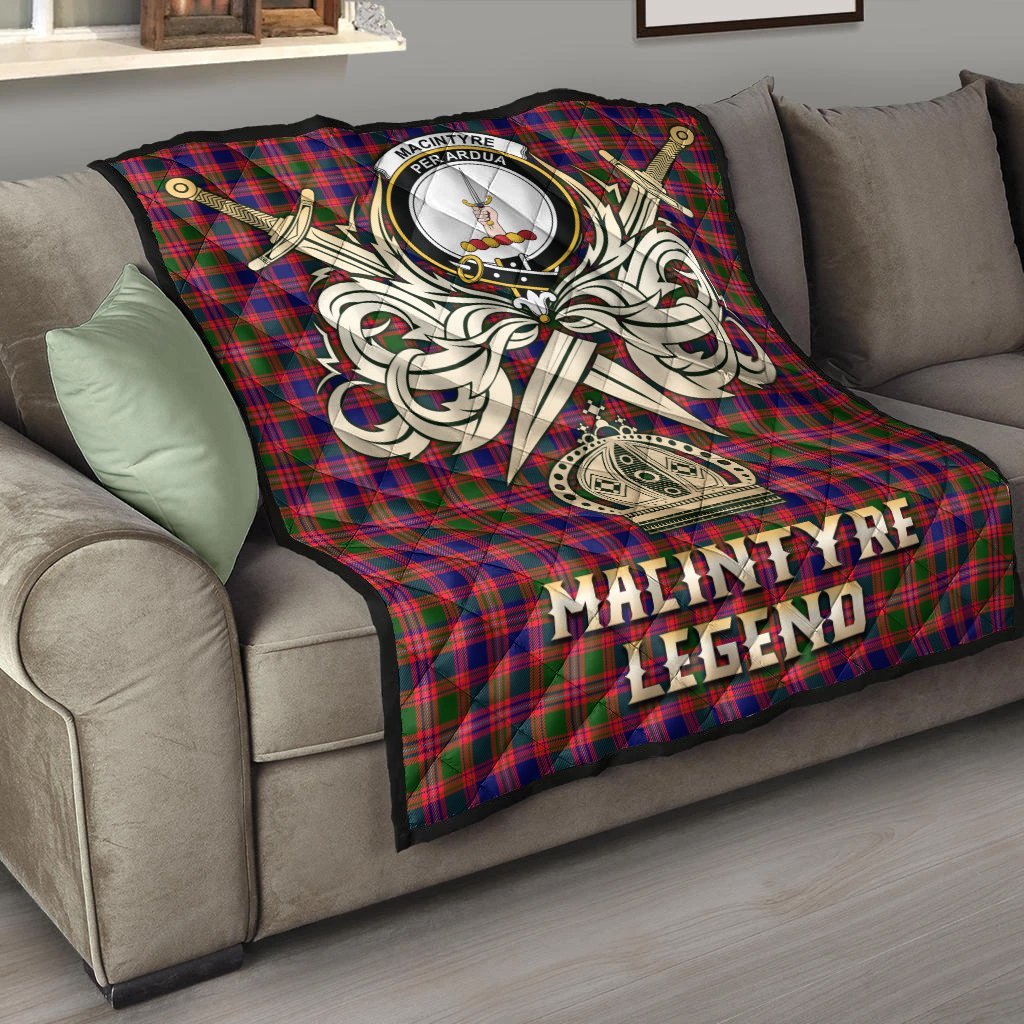 MacIntyre Modern Tartan Crest Legend Gold Royal Premium Quilt