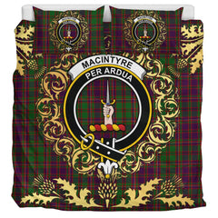 MacIntyre and Glenorchy Tartan Crest Bedding Set - Golden Thistle Style