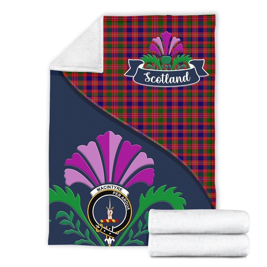 MacIntyre Tartan Crest Premium Blanket - Thistle Style