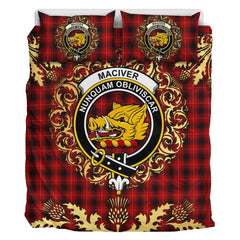 MacIver 01 Tartan Crest Bedding Set - Golden Thistle Style