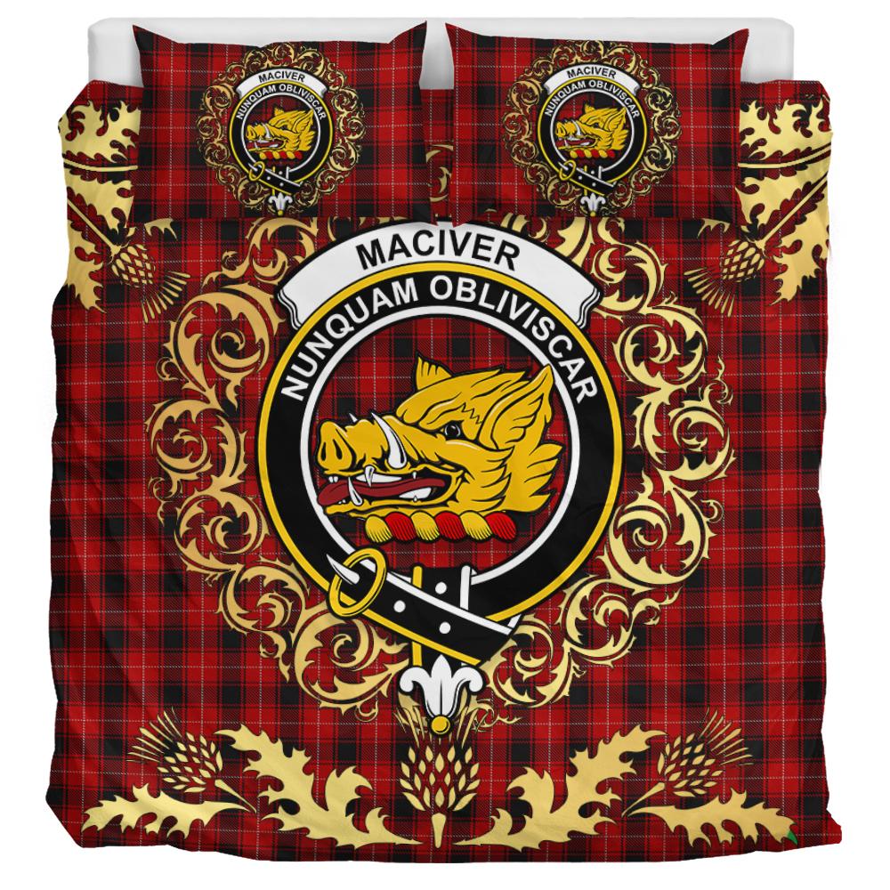 MacIver 01 Tartan Crest Bedding Set - Golden Thistle Style