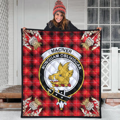 MacIver Modern Tartan Crest Premium Quilt - Gold Thistle Style