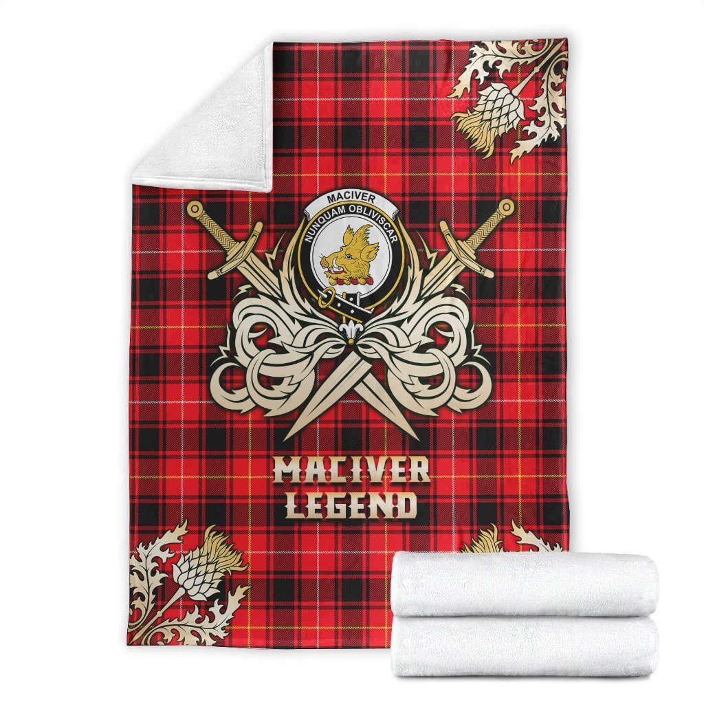 MacIver Modern Tartan Gold Courage Symbol Blanket