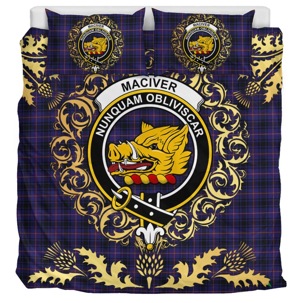 MacIver of Strome Tartan Crest Bedding Set - Golden Thistle Style