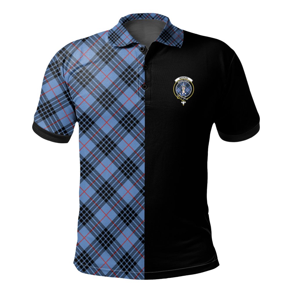 MacKay Blue Tartan Polo Shirt Half of Me - Cross Style