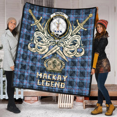 MacKay Blue Tartan Crest Legend Gold Royal Premium Quilt