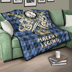 MacKay Blue Tartan Crest Legend Gold Royal Premium Quilt