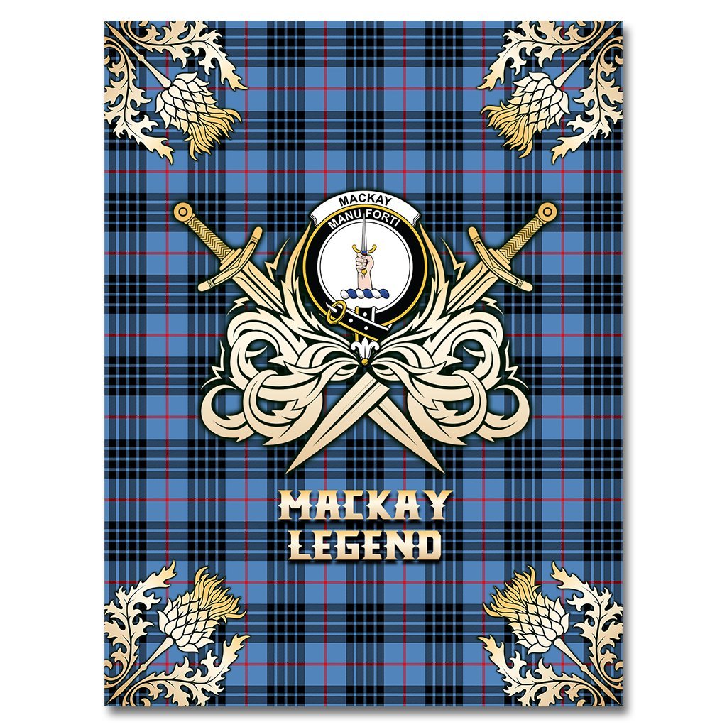MacKay Blue Tartan Gold Courage Symbol Blanket