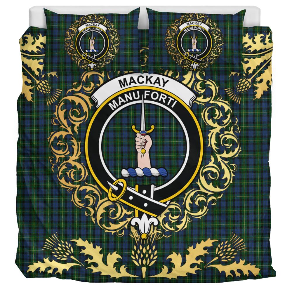 MacKay Bonner Tartan Crest Bedding Set - Golden Thistle Style