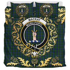 MacKay Bonner Tartan Crest Bedding Set - Golden Thistle Style