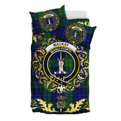 MacKay Logan Tartan Crest Bedding Set - Golden Thistle Style