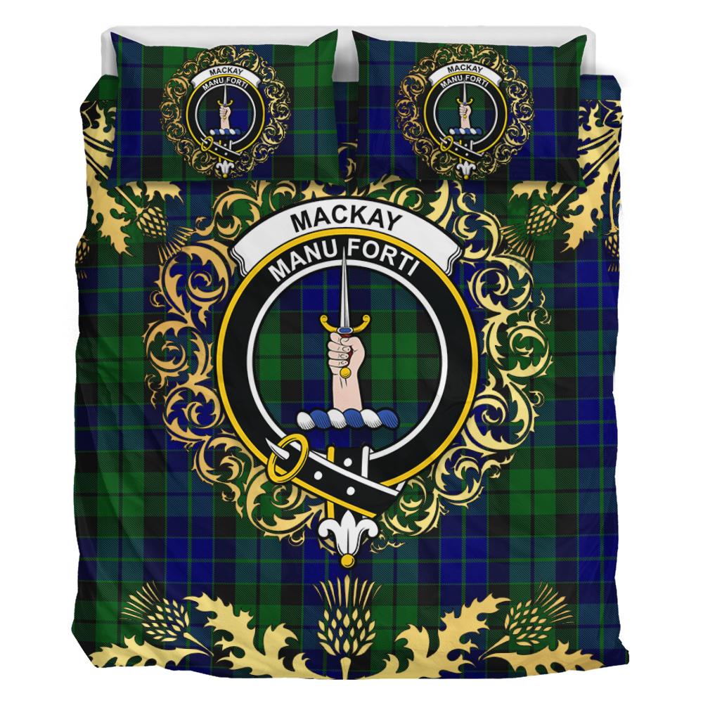 MacKay Logan Tartan Crest Bedding Set - Golden Thistle Style