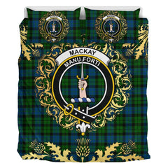 MacKay Modern Tartan Crest Bedding Set - Golden Thistle Style