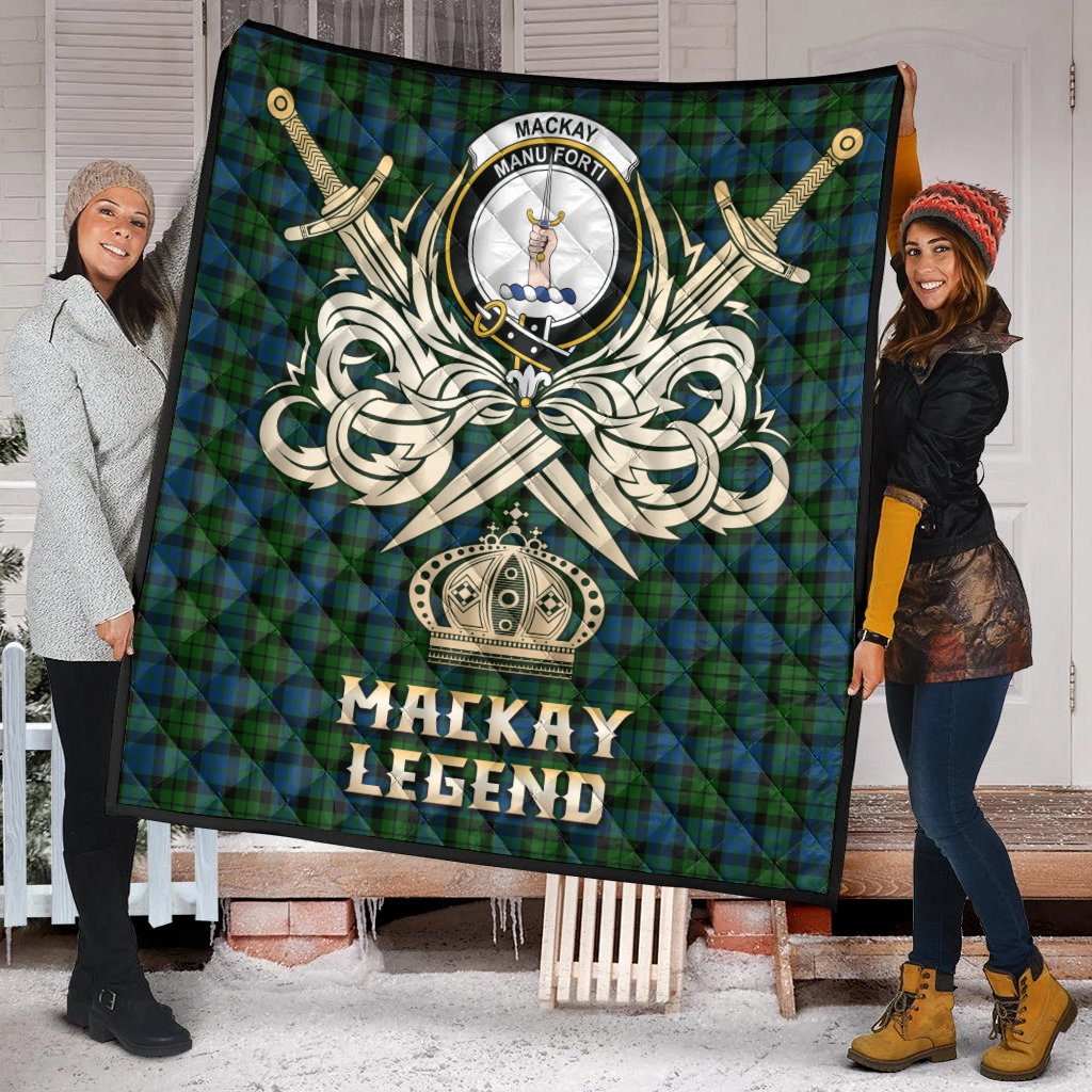 MacKay Modern Tartan Crest Legend Gold Royal Premium Quilt